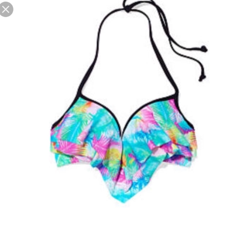 VS PINK Push Up Flounce Swim Top